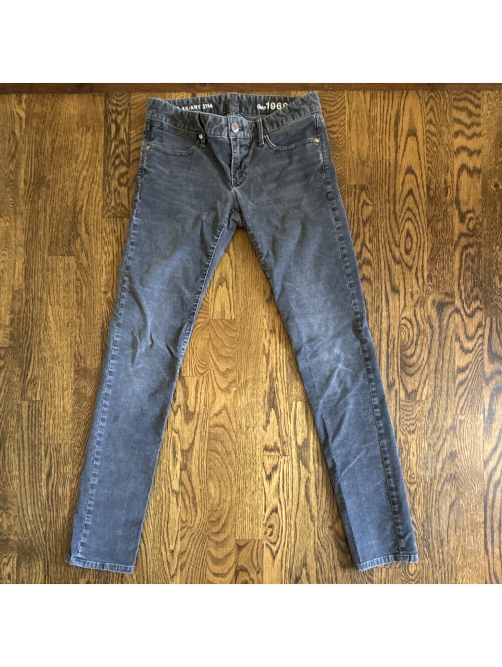 Gap 1969 Skinny Corduroy Gray Dark Wash 5-Pocket Women Size 27/4
